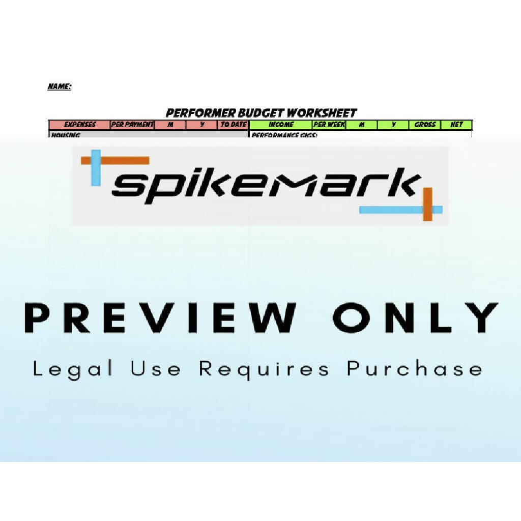 Actor Budget Worksheet Spikemark Products