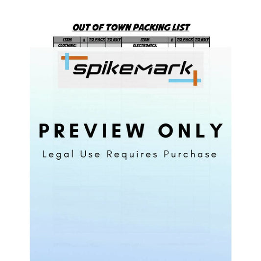 Actor Out-of-town Packing List Spikemark Products