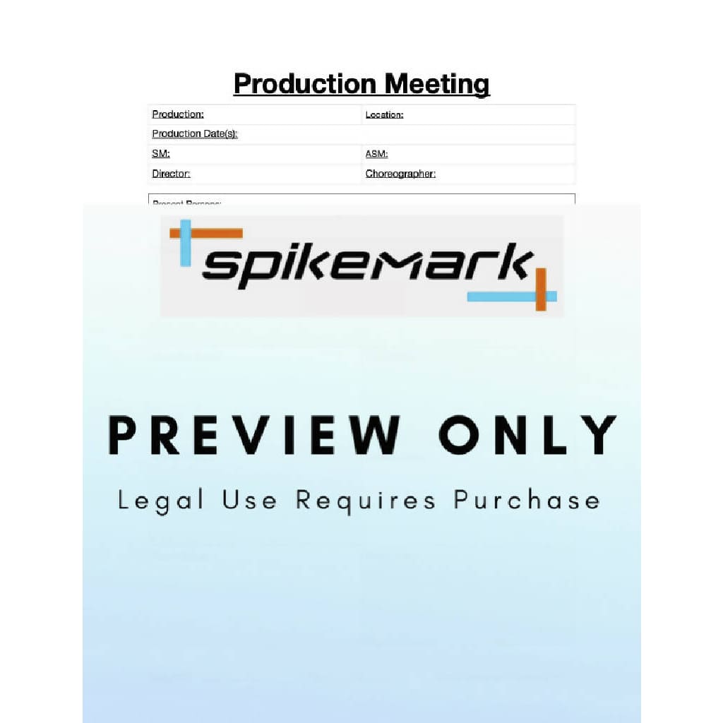 Sm Production Meeting Template Spikemark Products