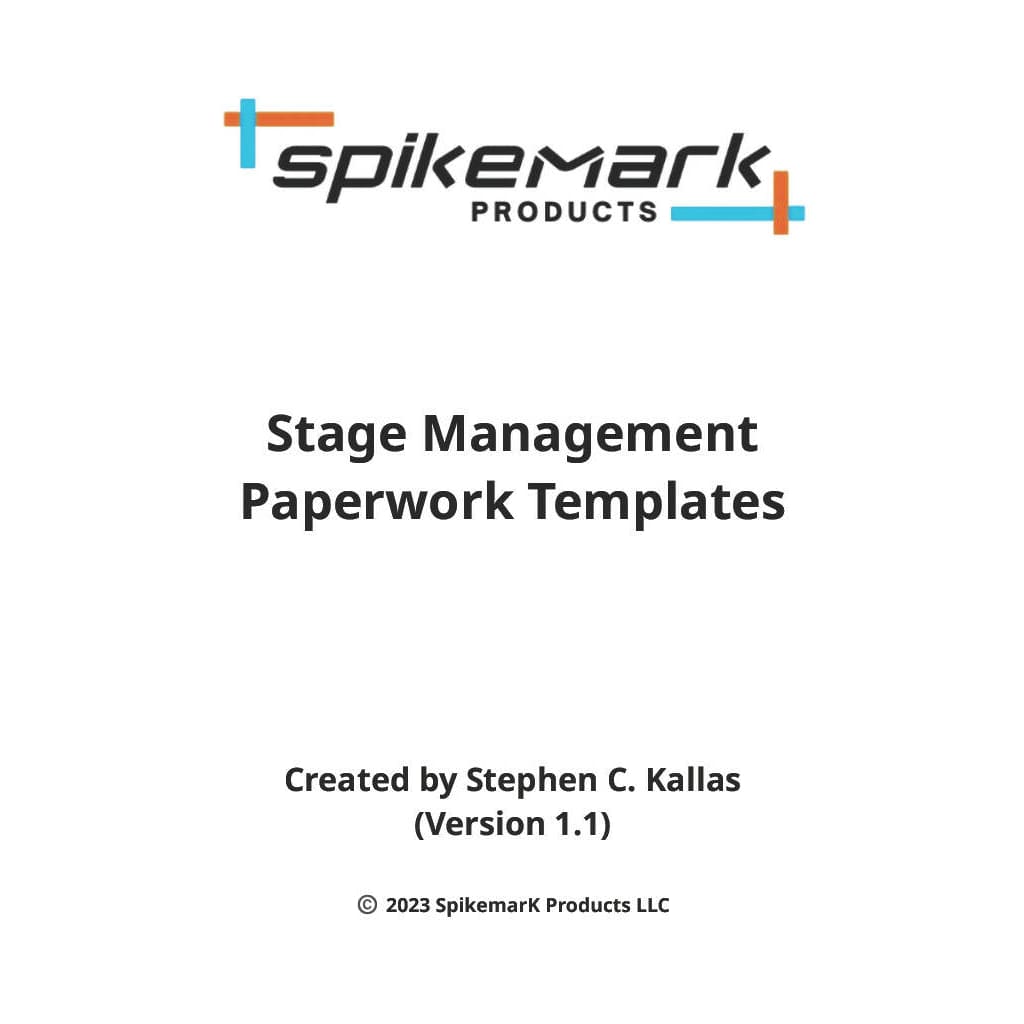 Stage Management Paperwork Templates Packet- Physical