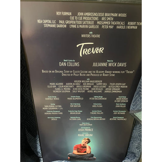 Trevor The Musical Box Office / Foh Framed Company Sign